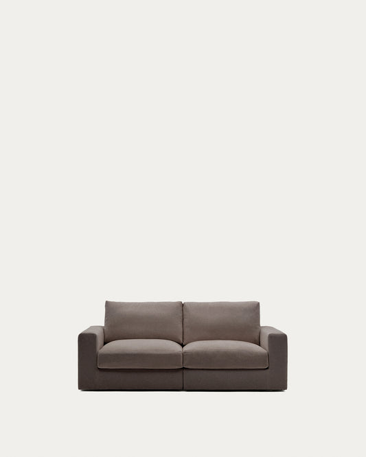 Canapé modulable déhoussable Alea 3 places en chenille marron foncé 220 cm