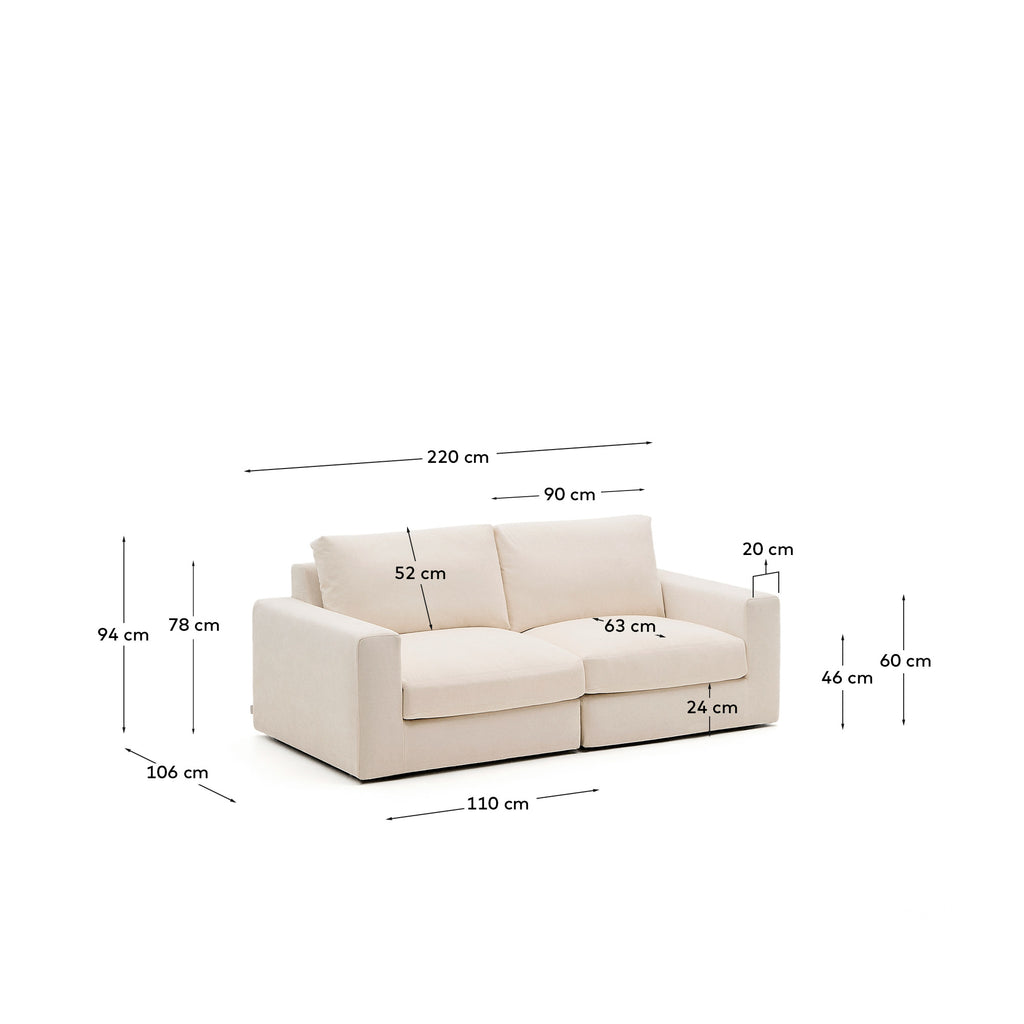 Sofá modular desenfundable Alea 3 plazas chenilla beige 220 cm