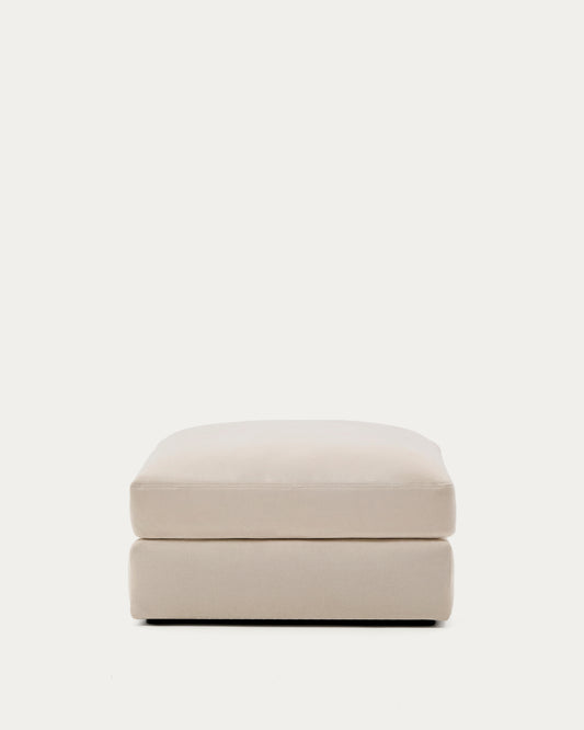 Repose-pieds déhoussable Alea en chenille beige 90 x 90 cm
