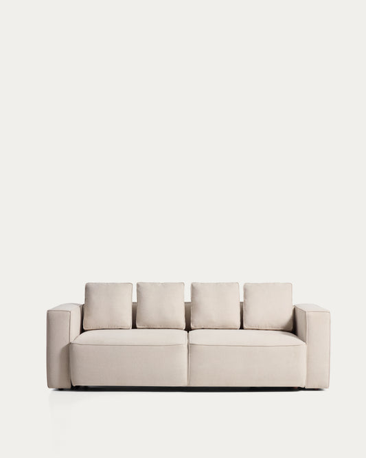 Canapé-lit Marela 3 places en chenille beige 236 cm FSC Mix Credit