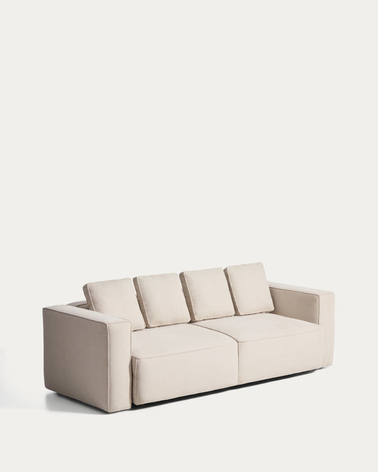 Canapé-lit Marela 3 places en chenille beige 236 cm FSC Mix Credit