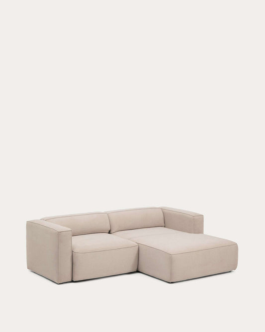 Sofá cama Marela 3 plazas con chaise longue derecha beige 236 cm FSC Mix Credit