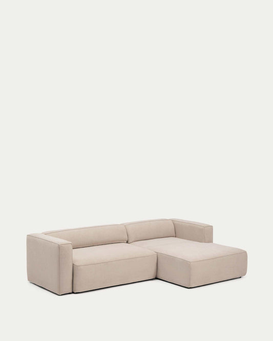 Sofá cama Marela 4 plazas con chaise longue derecha beige 276 cm FSC Mix Credit