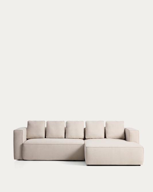 Canapé-lit Marela 4 places avec méridienne droite en chenille beige 276 cm FSC Mix Credit