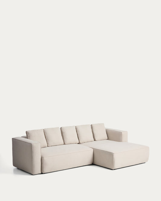 Canapé-lit Marela 4 places avec méridienne droite en chenille beige 276 cm FSC Mix Credit