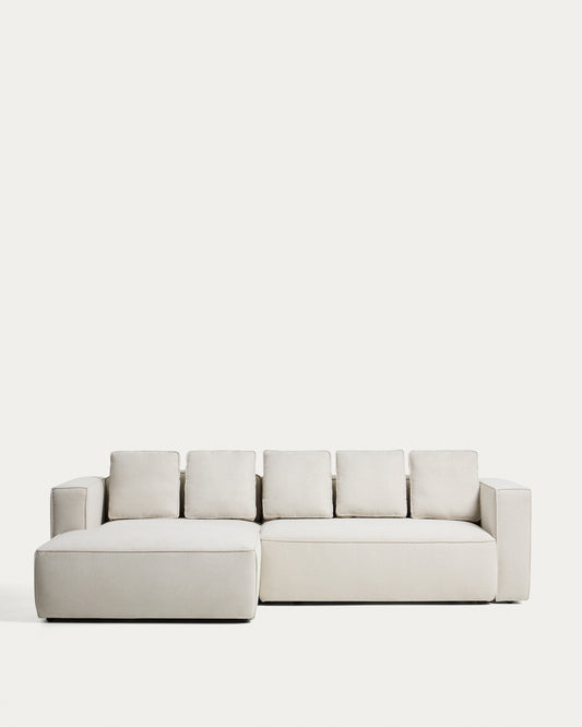 Sofá cama Marela 3 plazas con chaise longue izquierda chenilla beige 276 cm FSC Mix Credit