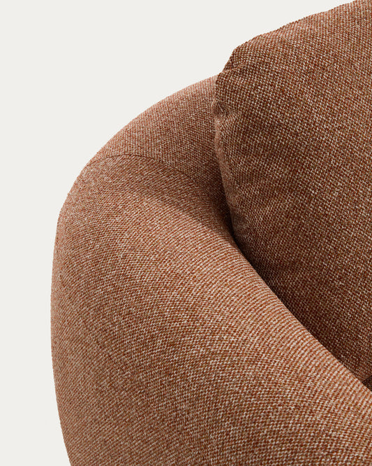 Sofá Vera 4 plazas con chaise longue izquierdo terracota con patas de madera maciza de fresno acabado nogal 322 cm  FSC Mix Credit