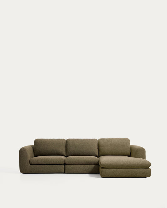 Sofà Vera 4 places amb chaise longue dreta verd oliva 322 cm FSC Mix Credit