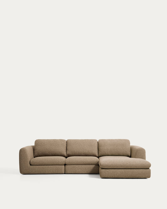 Sofà Vera 4 places amb chaise longue dreta marró clar 322 cm FSC Mix Credit