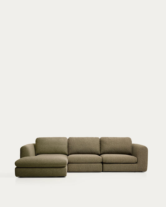 Sofà Vera 4 places amb chaise longue esquerra verd oliva 322 cm FSC Mix Credit