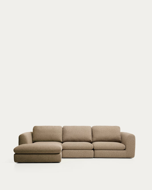 Sofà Vera 4 places amb chaise longue esquerra marró clar 322 cm FSC Mix Credit