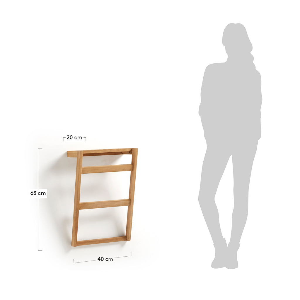 Tovalloler de paret Kuveni de fusta massissa de teca 40 x 63 cm