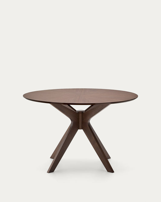 Mesa redonda Naanim de chapa de nogal Ø 120 cm