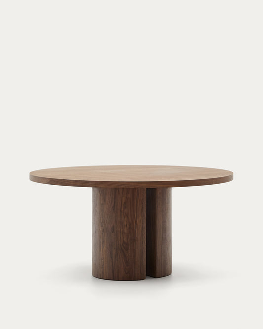 Mesa redonda Nealy de chapa de nogal con acabado oscuro Ø 150 cm