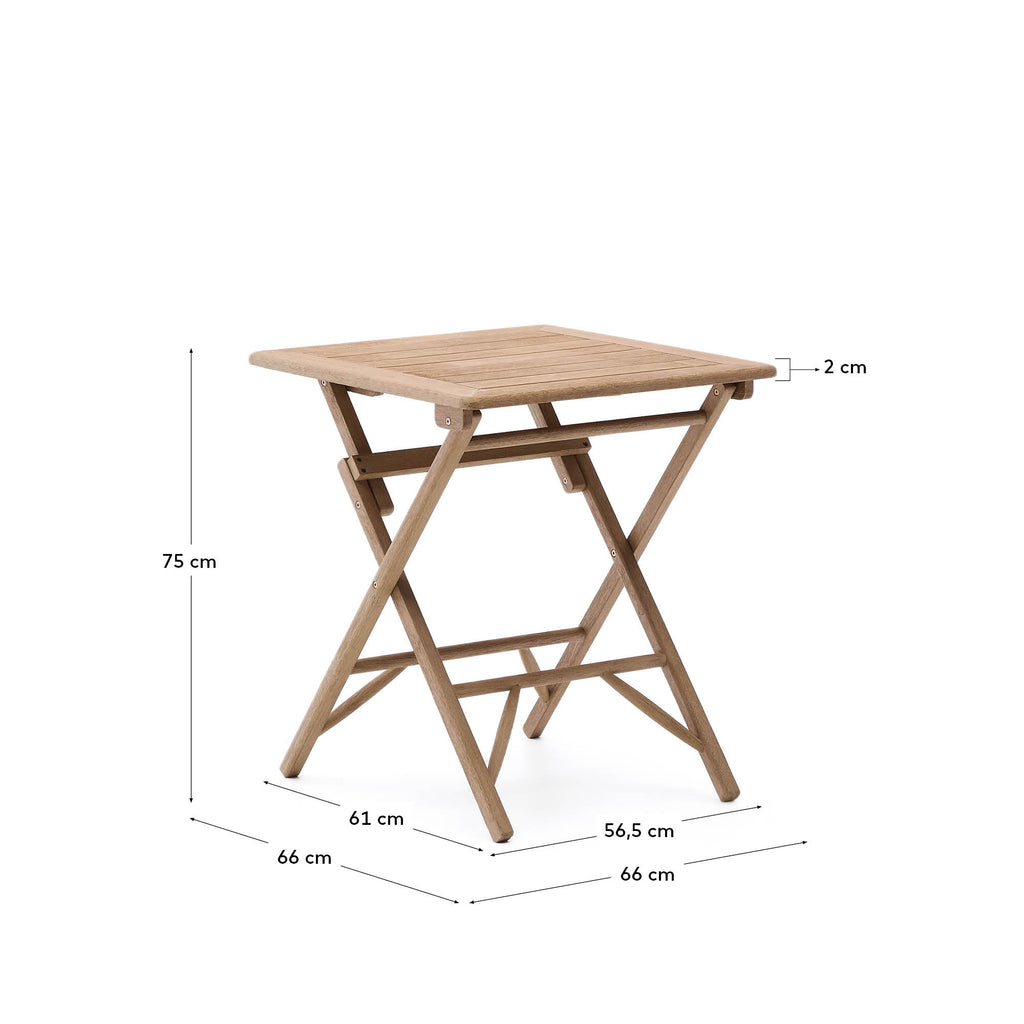 Mesa plegable Dandara de madera maciza de acacia FSC 100% 66 x 66 cm 