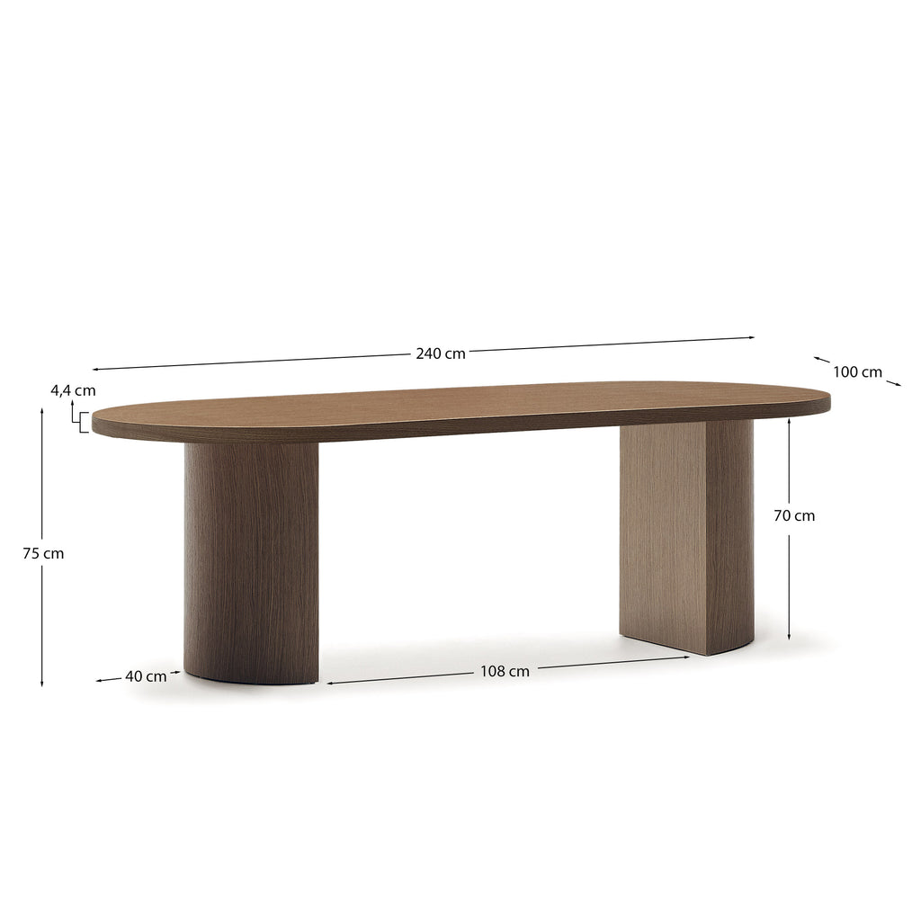 Taula Nealy de xapa de noguera amb acabat fosc 240 x 100 cm