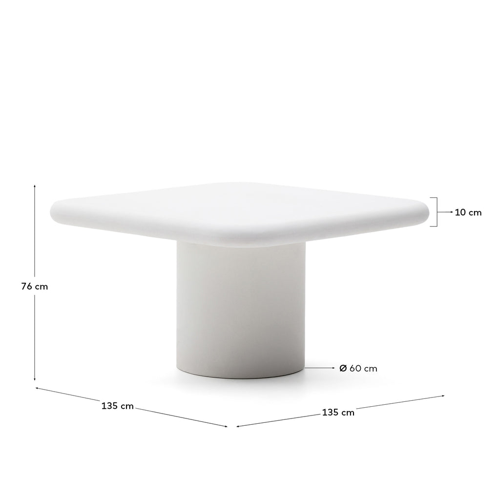 Taula Addaia de ciment blanc 135x135 cm