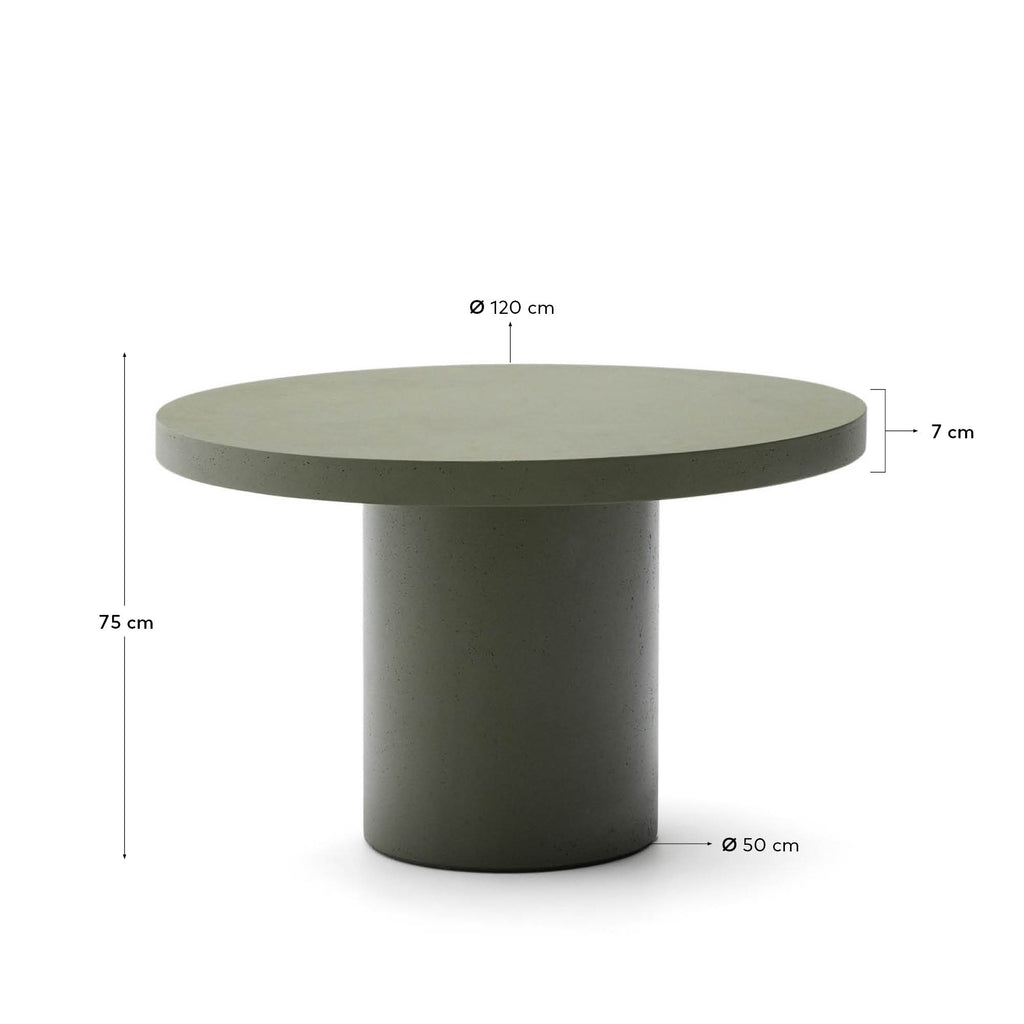 Mesa redonda Aiguablava de cemento verde Ø 120 cm