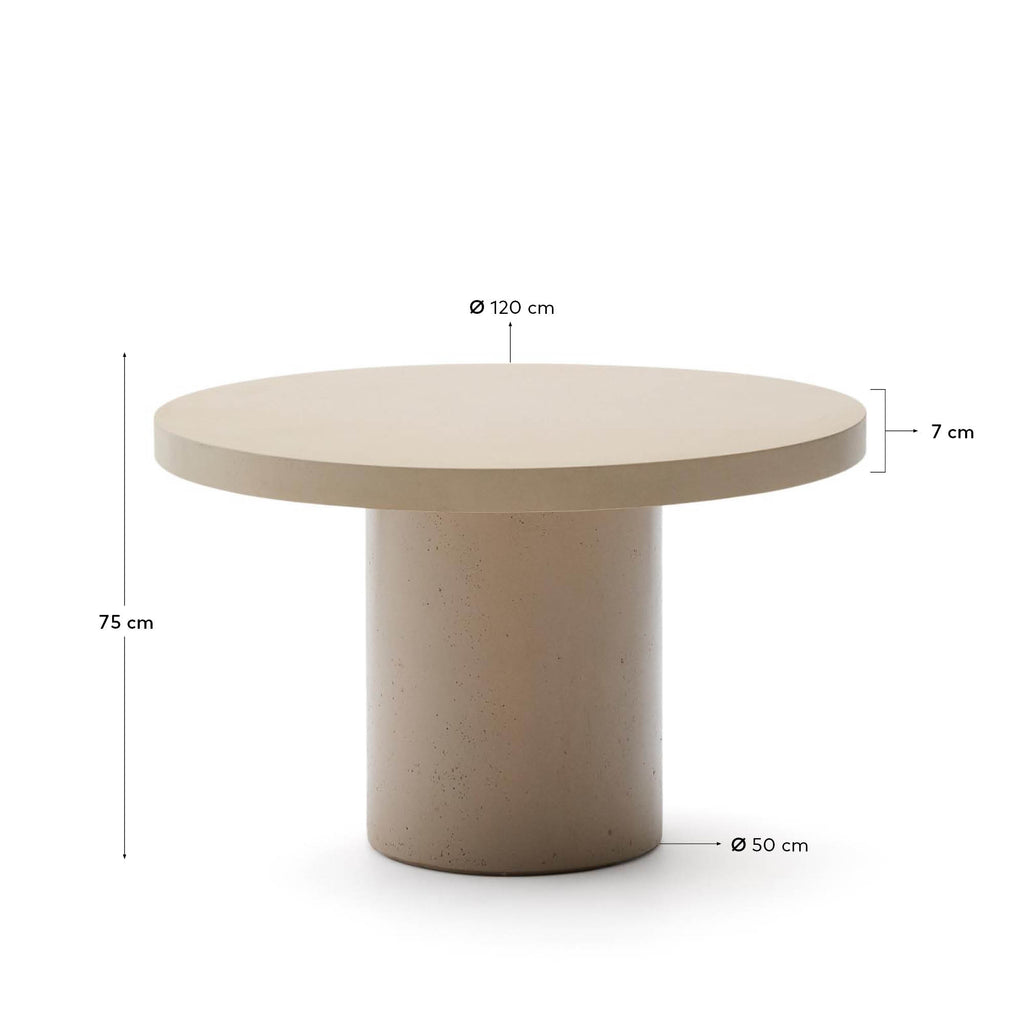 Mesa redonda Aiguablava de cemento beige Ø 120 cm