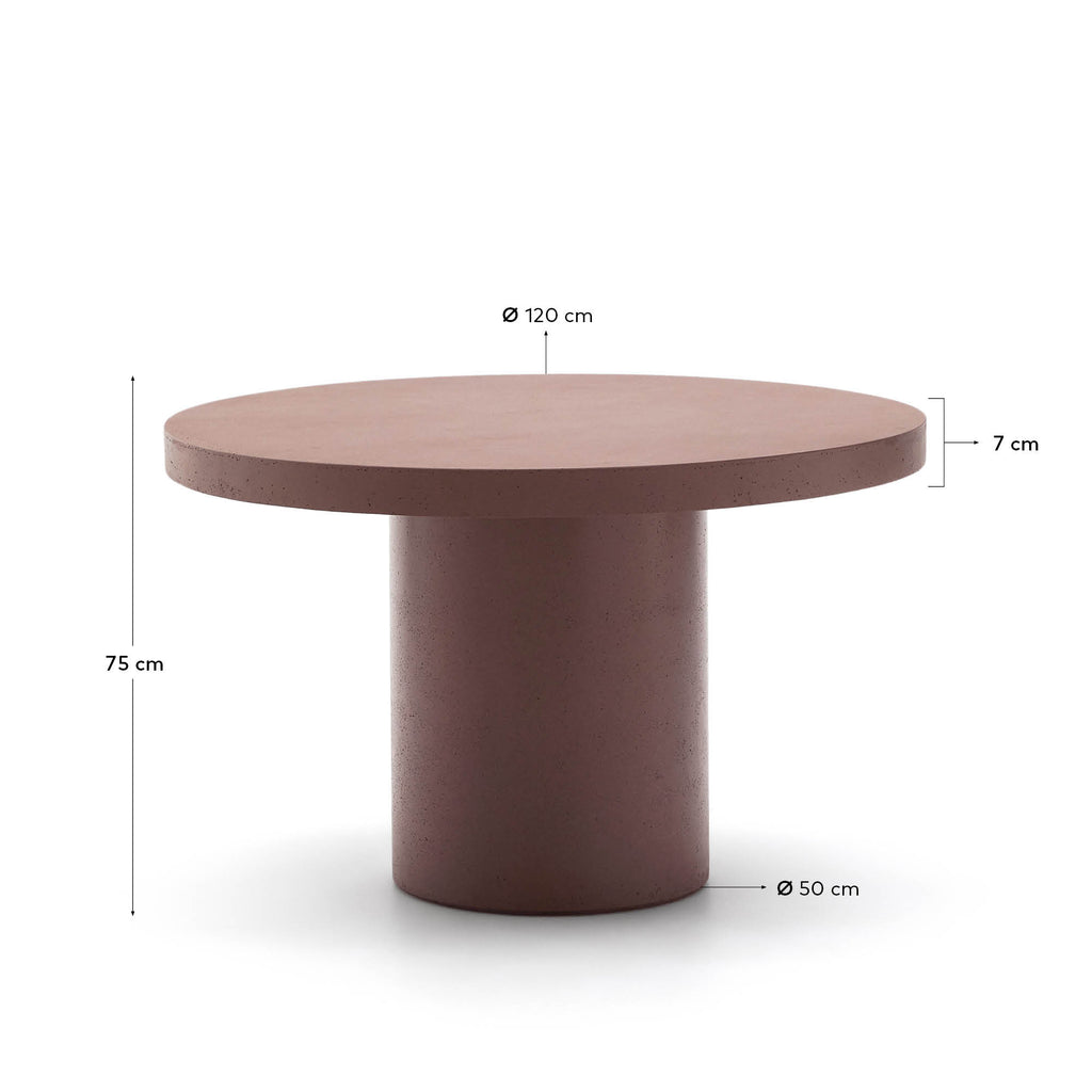 Mesa redonda Aiguablava de cemento terracota Ø 120 cm