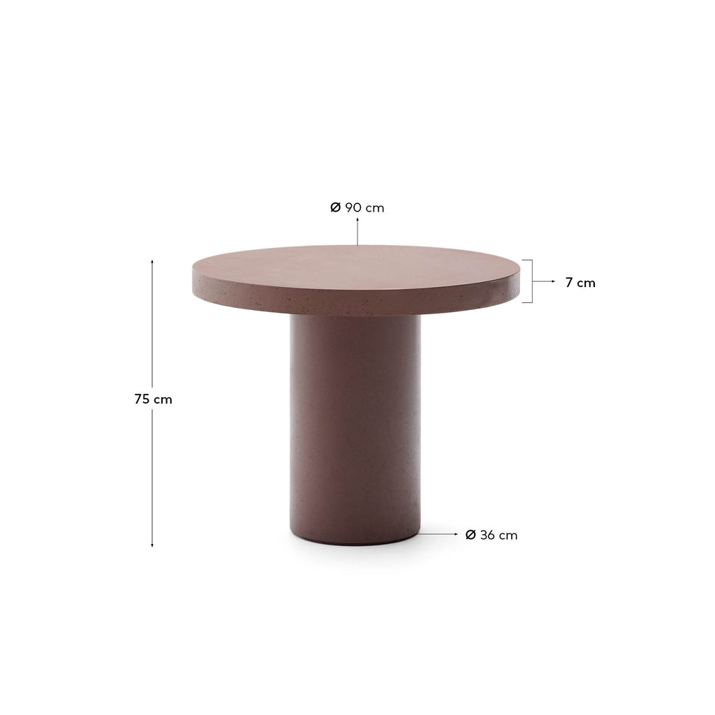 Mesa redonda Aiguablava de cemento terracota Ø 90 cm