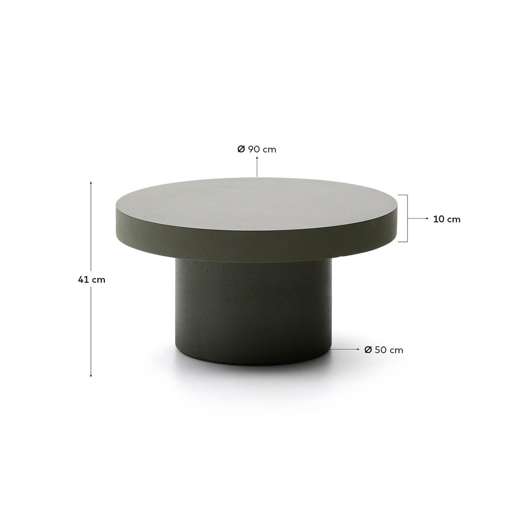 Taula de centre Aiguablava de ciment verd Ø90 cm