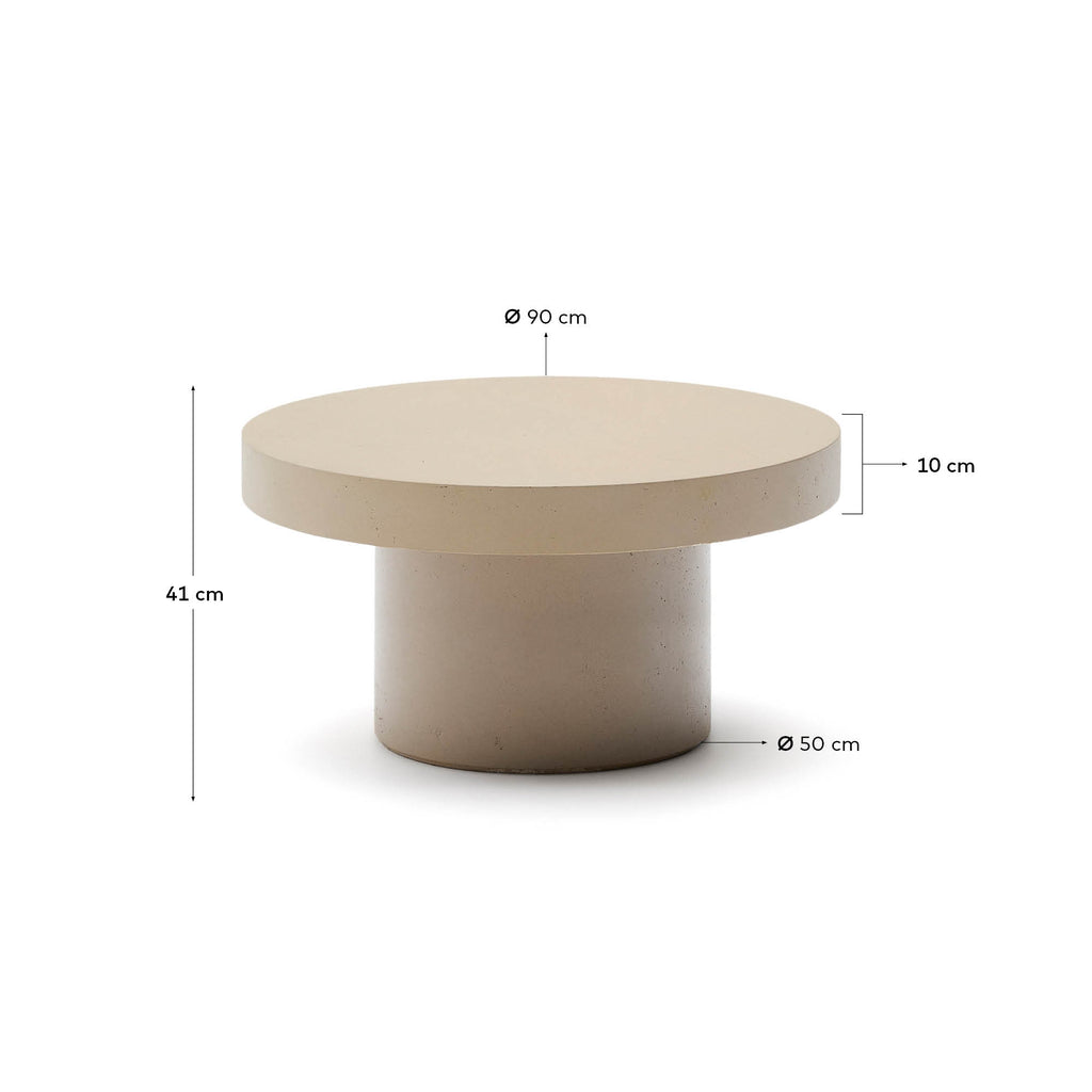 Taula de centre Aiguablava de ciment beix Ø90 cm