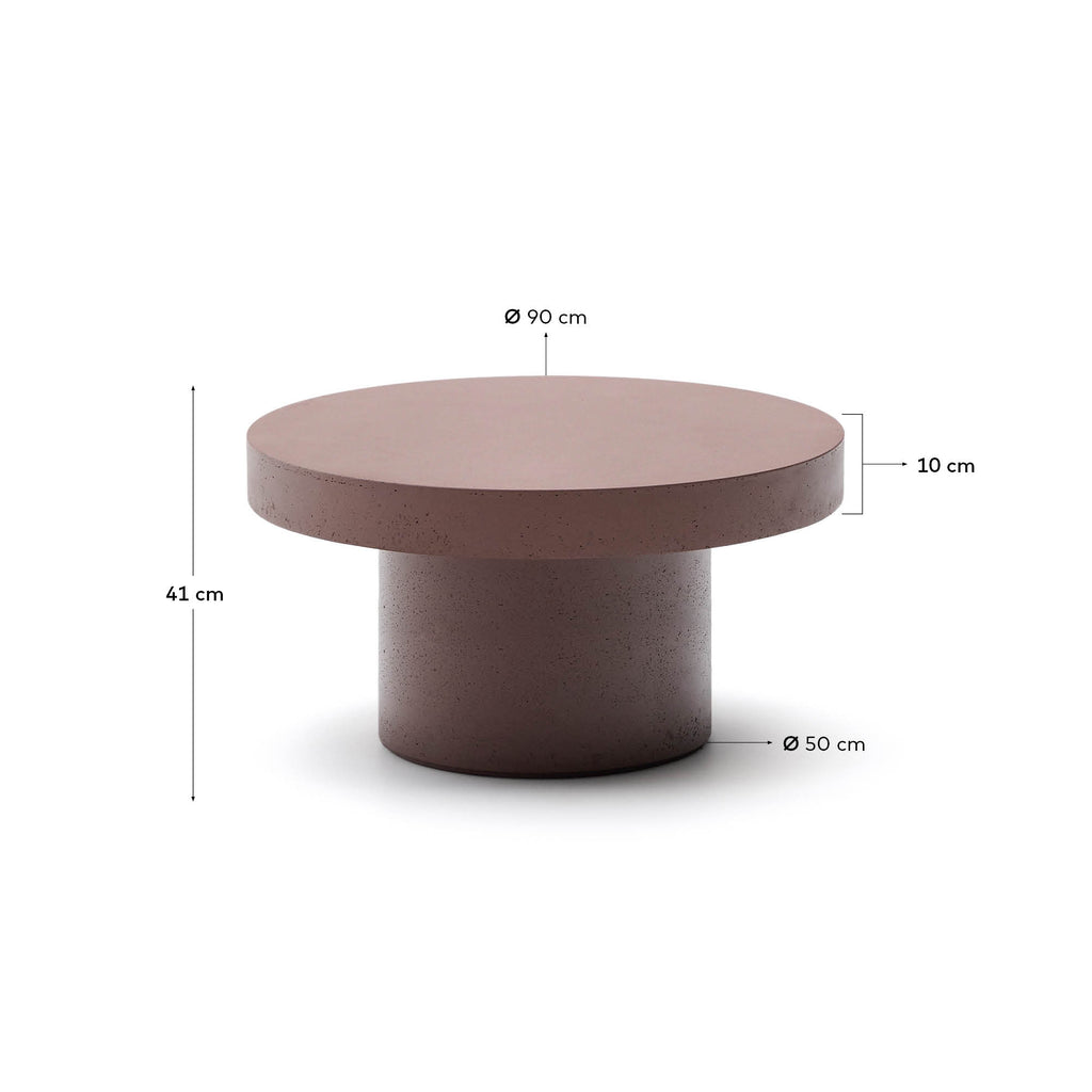 Taula de centre Aiguablava de ciment terracota Ø90 cm