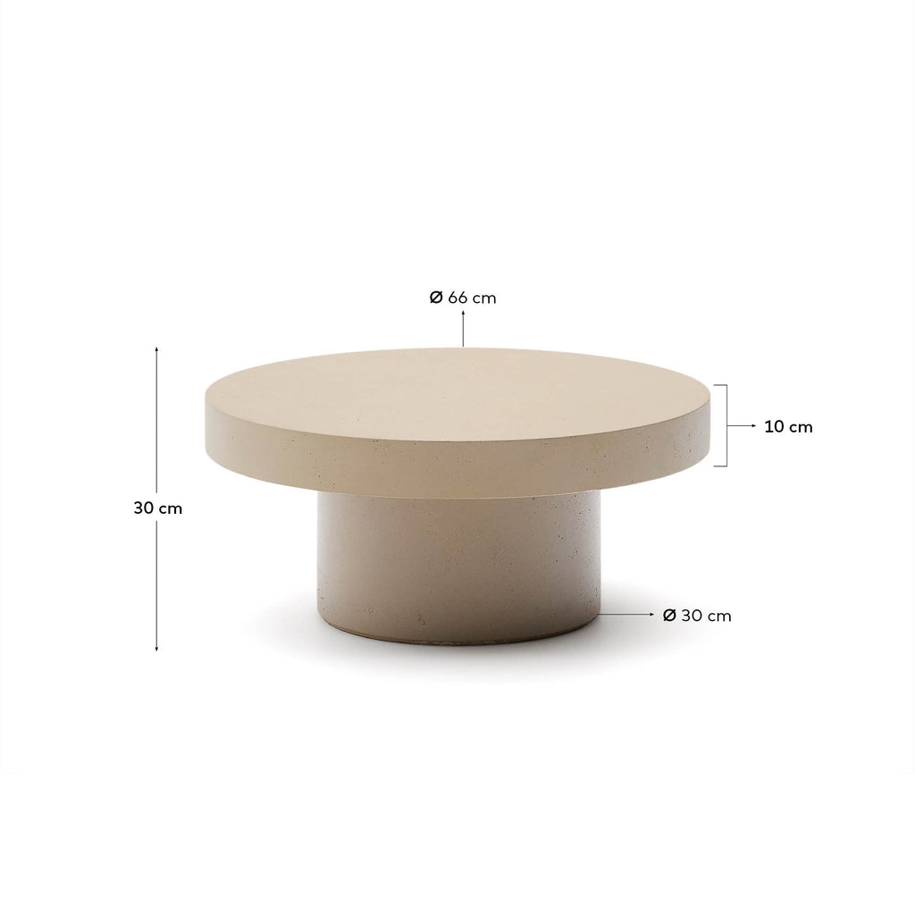 Taula de centre Aiguablava de ciment beix Ø66 cm