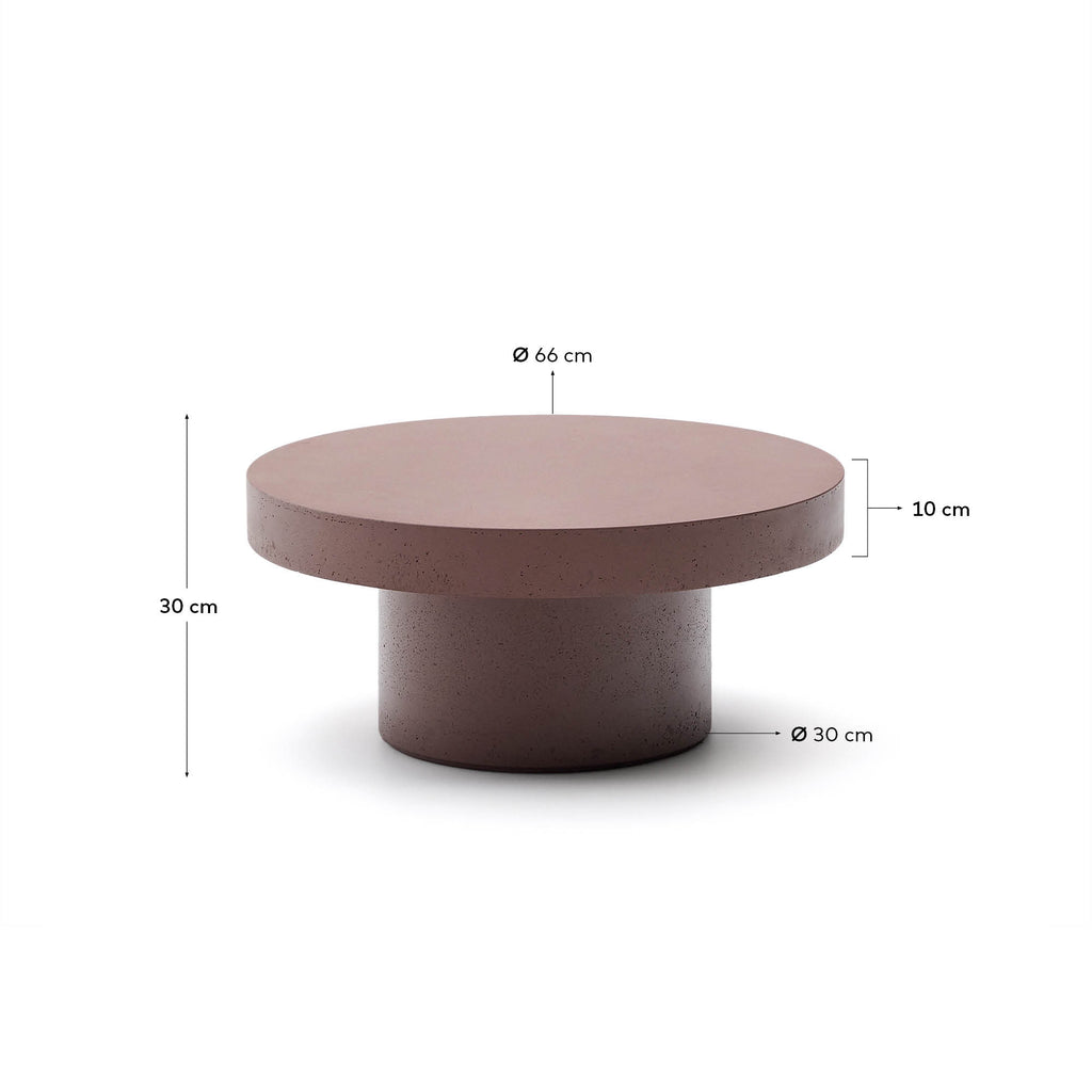 Taula de centre Aiguablava de ciment terracota Ø66 cm