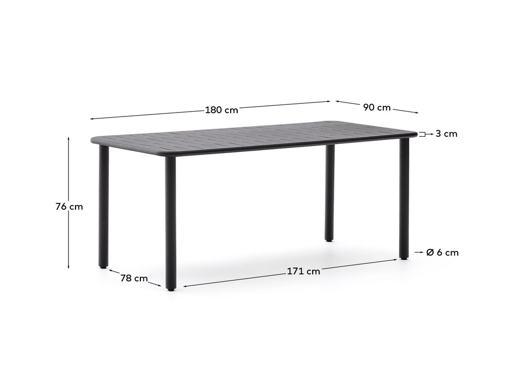 Taula d'exterior Brai d'acer galvanitzat gris fosc 180 x 90 cm