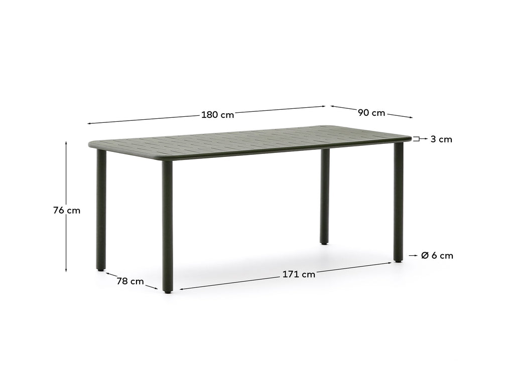 Taula d'exterior Brai d'acer galvanitzat verd 180 x 90 cm