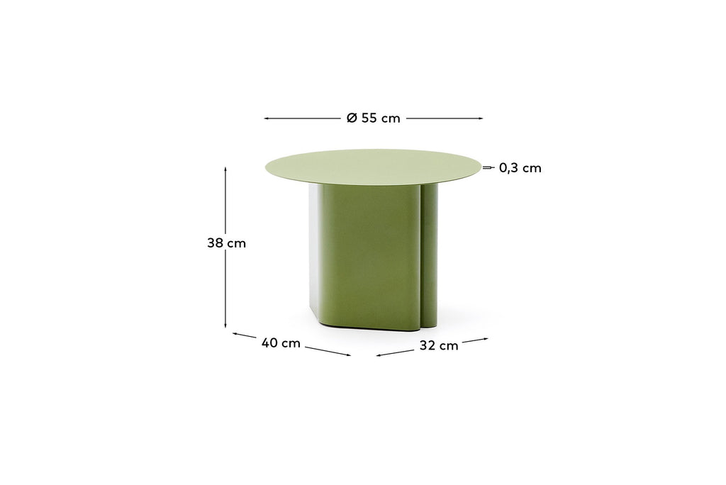Mesa auxiliar Arvin de hierro verde Ø 55 cm
