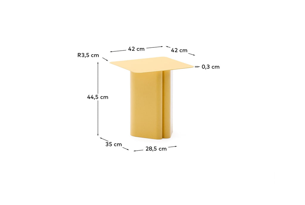 Mesa auxiliar Arvin de hierro amarillo 42 x 42 cm