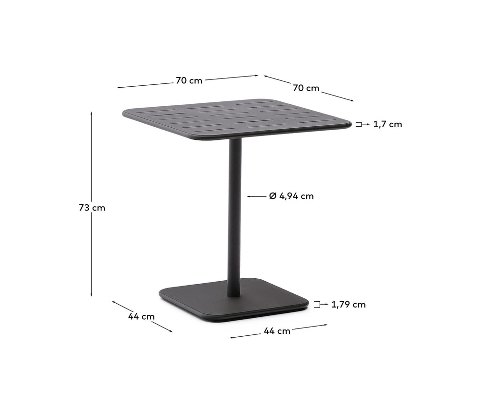 Table d’extérieur Brai en acier galvanisé gris foncé 70 x 70 cm