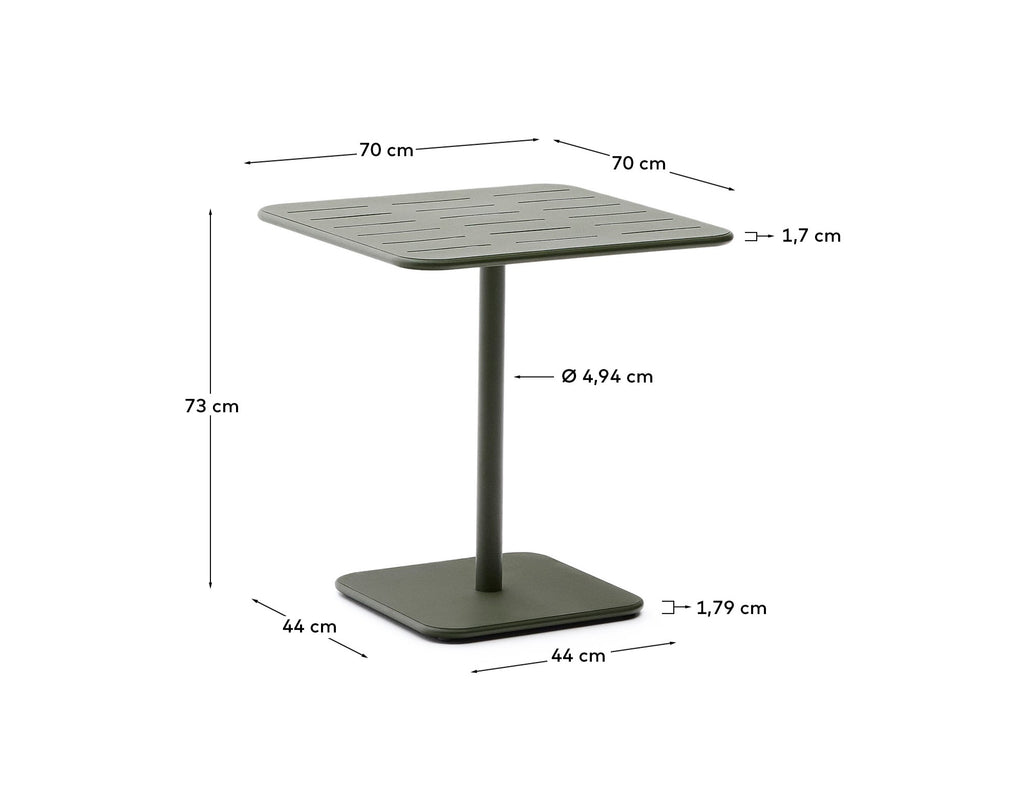 Taula d'exterior Brai d'acer galvanitzat verd 70 x 70 cm