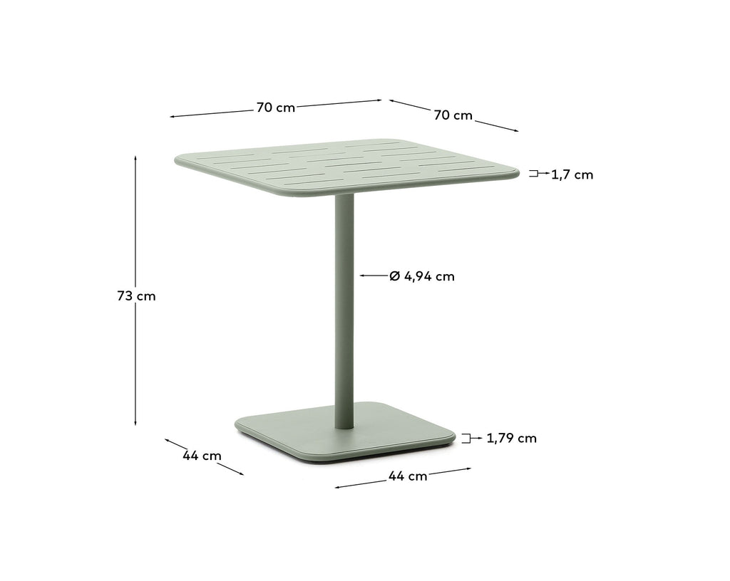 Taula d'exterior Brai d'acer galvanitzat turquesa 70 x 70 cm