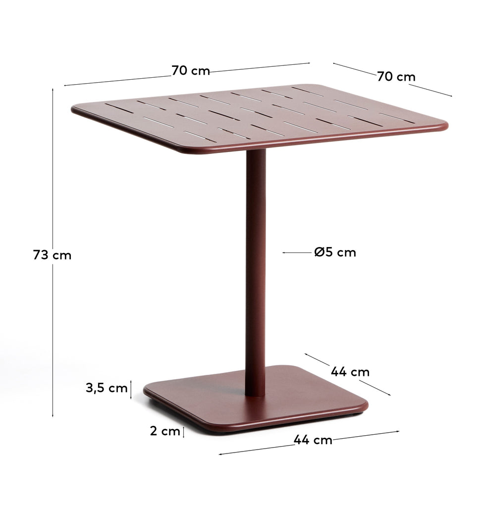 Taula d’exterior Brai d’acer galvanitzat granat 70 x 70 cm