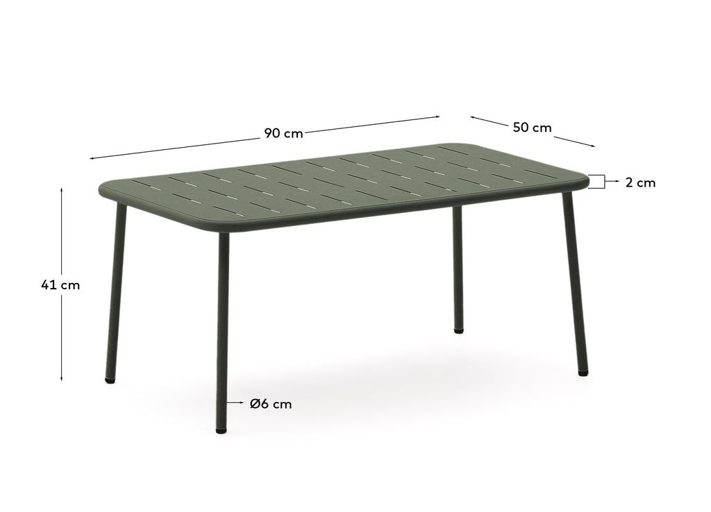 Mesa de centro de exterior Zivia de acero galvanizado verde 90 x 50 cm