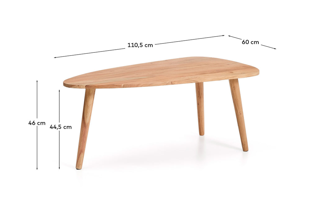 Mesa de centro Duvani de madera maciza de acacia con acabado blanqueado Ø110 x 60 cm
