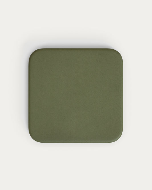 Mesa de exterior Esilda con sobre de cemento verde 70x70cm y pie de acero verde Ø42x45cm