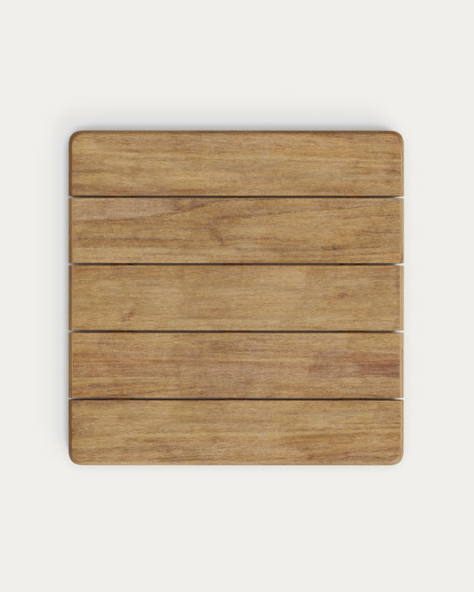 Mesa de exterior Esilda con sobre de acacia FSC 100% 80x80cm y pie de acero verde Ø55x72cm