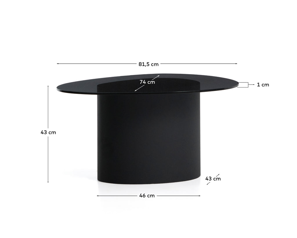 Taula de centre Olir de vidre temperat i acer negre 82 x 74 cm