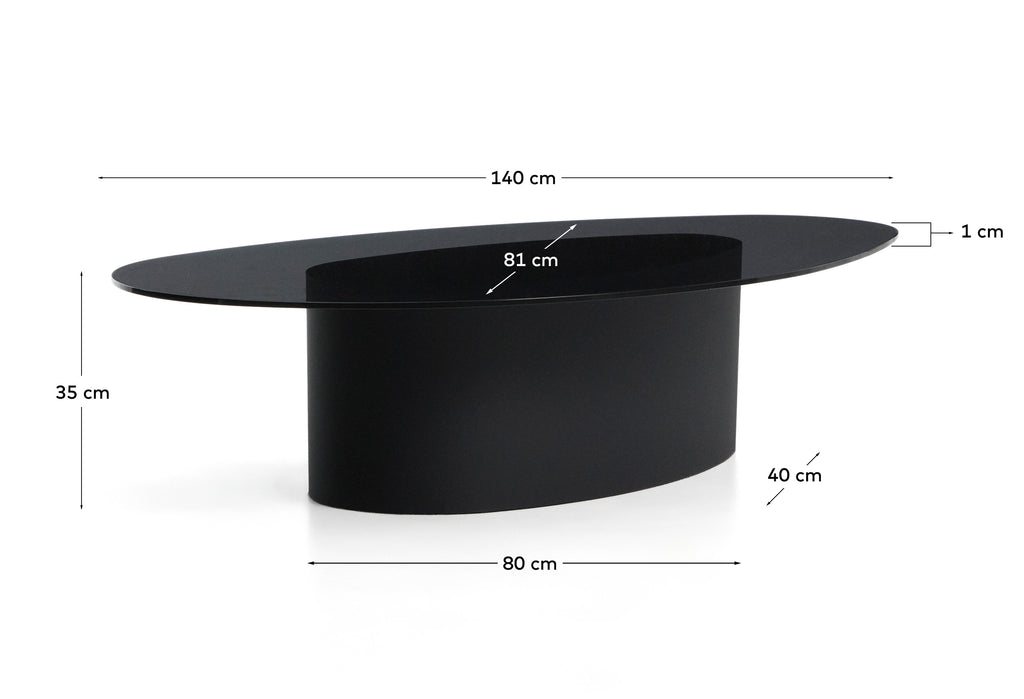 Table basse Olir en verre trempé et acier noir 140 x 80 cm
