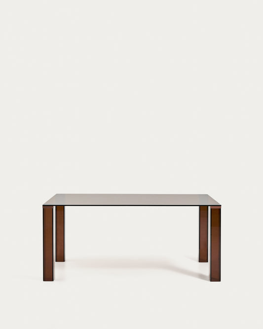 Taula Adularia de vidre trempat marró 160x90 cm