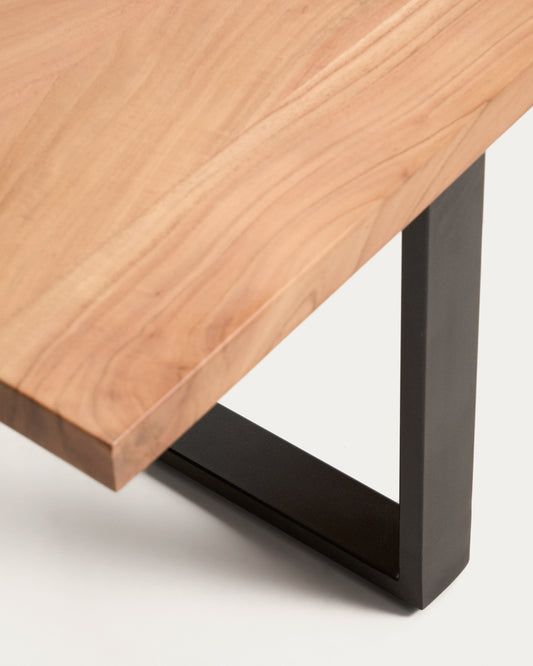 Banc Uxue de fusta massissa d’acàcia i potes d’acer negre 180 x 45 cm