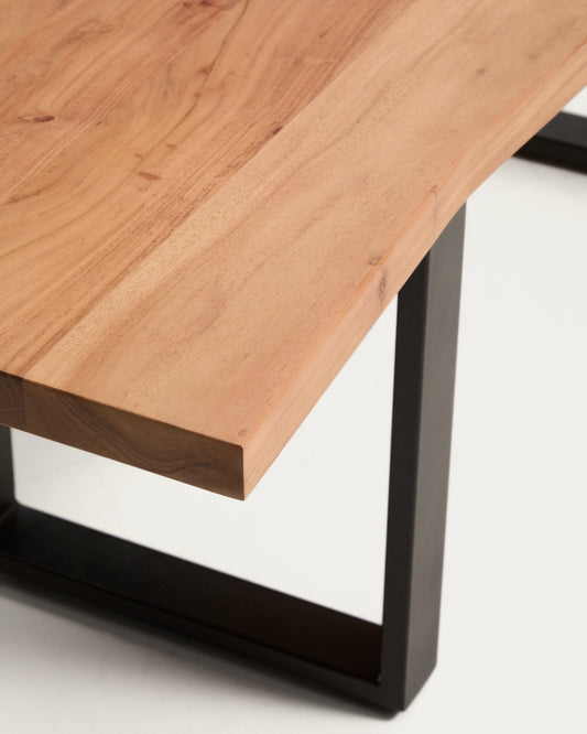 Banc Uxue de fusta massissa d’acàcia i potes d’acer negre 140 x 45 cm