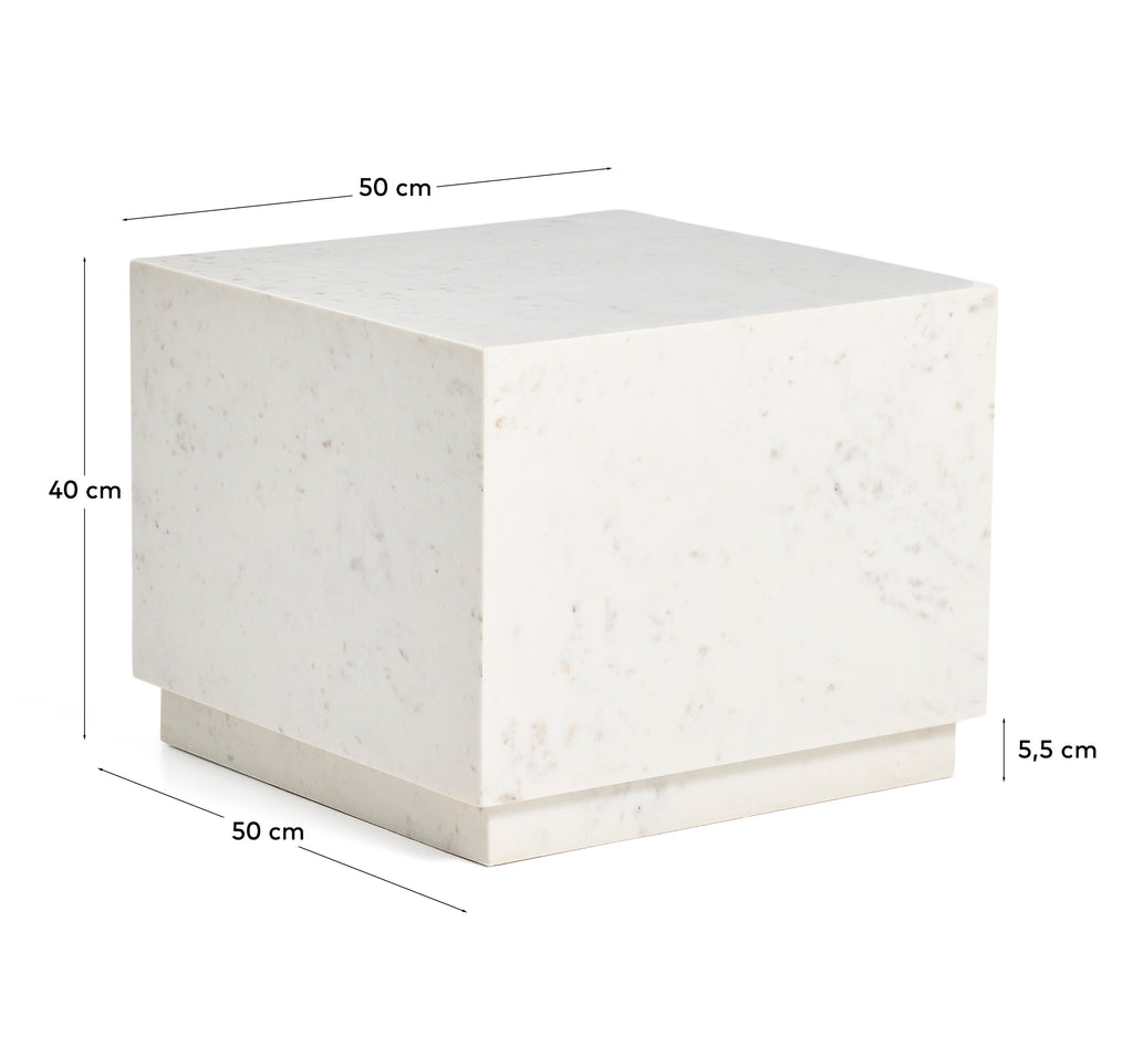Mesa auxiliar Sorein de mármol blanco 50 x 50 cm