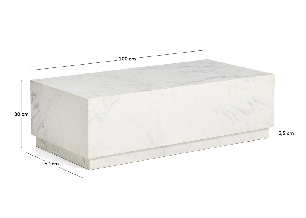Taula de centre Sorein de marbre blanc 100 x 50 cm