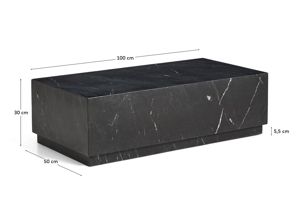 Taula de centre Sorein de marbre negre 100 x 50 cm